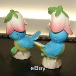 Gorgeous Blue Bird Salt and Pepper Shakers MINT and Vibrant Colors