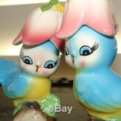 Gorgeous Blue Bird Salt and Pepper Shakers MINT and Vibrant Colors