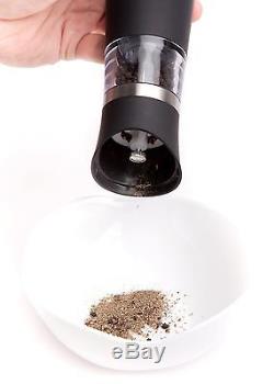 Gravity Pro BPA-Free Electric Salt and Pepper Grinder Set White/Black