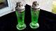 Green Royal Lace Depression Glass Salt & Pepper Shakers