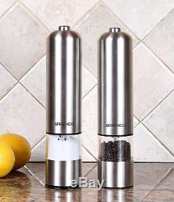 Greenco Automatic Electric Pepper Mill and Salt Grinder Stainless Steel