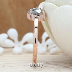 Grey Salt And Pepper Pear Diamond 14K Solid Rose Gold Ring Engagement Gift KD632