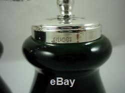Gucci Vintage Salt And Pepper Shakers Dark Emerald Green Collectors VERY RARE