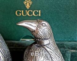 Gucci Vintage Signed Penguin Silver Salt & Pepper Shakers-RARE COLLECTORS ITEMS