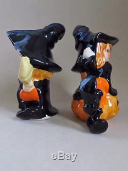 HALLOWEEN LITTLE WITCH GIRLS Salt and Pepper Shakers LEFTON SUPER RARE