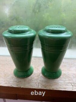 HARLEQUIN salt and pepper shakers Original Glaze Medium Green