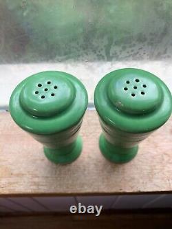 HARLEQUIN salt and pepper shakers Original Glaze Medium Green