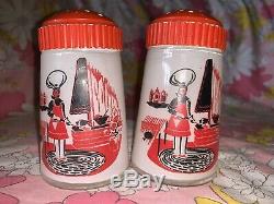 HTF Bartlett-Collins Marcelline Stoyke Chef Pattern Salt and Pepper Shakers