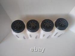 HTF VTG McKee Vertical Line Shaker Set Salt Pepper Sugar Flour White Black Tops