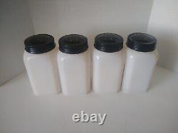 HTF VTG McKee Vertical Line Shaker Set Salt Pepper Sugar Flour White Black Tops