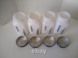 HTF VTG McKee Vertical Line Shaker Set Salt Pepper Sugar Flour White Black Tops