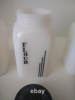 HTF VTG McKee Vertical Line Shaker Set Salt Pepper Sugar Flour White Black Tops