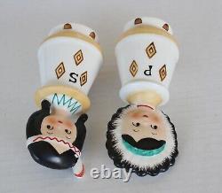 HTF Vintage Norcrest Native American Indian Salt Pepper Shakers Pixieware Set