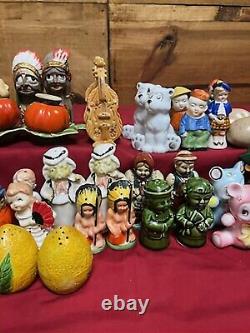 HUGE 70 Pieces Of Vintage SALT AND PEPPER SHAKERS Lot Of 35 Complete Pairs -A98