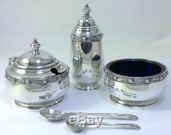 Hallmarked Silver Cruet Set (Mustard Pot/Salt & Pepper Shakers) -1936 by Asprey
