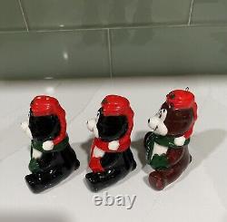 Hamm's Beer Bears Christmas Salt Pepper Shakers & Christmas Ornament Holiday Set