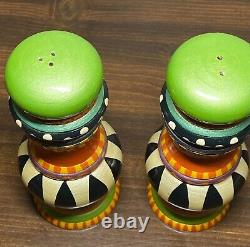 Hand Painted Salt & Pepper Shakers Post Modern Memphis Style Artistic Colorful
