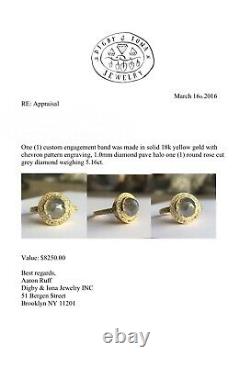 Handmade Designer Engagement Ring 5.16ct Salt & Pepper Diamond with 1mm Halo