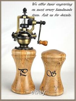 Handmade Pepper Mill Grinder & Salt Shaker Ambrosia Maple Wood Wooden 857