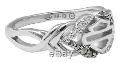 Harley-Davidson Women's Salt & Pepper Twist Ring, Sterling Silver HDR0477