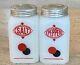 Hazel Atlas Red & Black Polka Dot Graphics Salt & Pepper Range Shakers