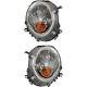 Headlight Set For 2007-2015 Mini Cooper Left and Right Yellow Turn Signal Light