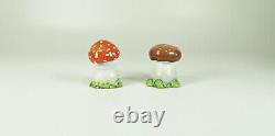Herend, Red And Brown Mushroom Shaped Salt And Pepper Shakers Porcelain (b154)