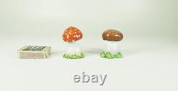 Herend, Red And Brown Mushroom Shaped Salt And Pepper Shakers Porcelain (b154)