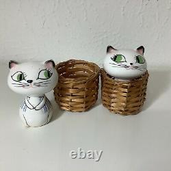 Holt Howard Vintage Cozy Kitten Anthropomorphic Cat Salt Pepper Shakers Baskets