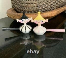 Holt Howard Winking Pixie Figurine Salt and Pepper Shakers with Stick Handles