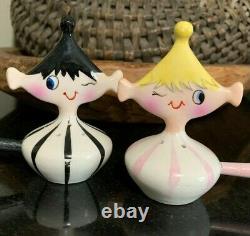 Holt Howard Winking Pixie Figurine Salt and Pepper Shakers with Stick Handles