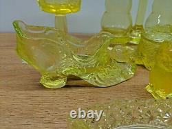 Huge Lot Of Vintage Yellow Vaseline Glass Mosser Boyd Salt Pepper Horse Fish Cat