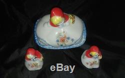 Hull Pottery Little Red Riding Hood Covered Butter Dish and Salt&Pepper set NR