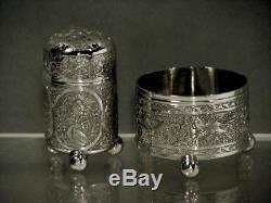Indian Silver Box (2) Salt & Pepper Casters SIGNED