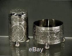 Indian Silver Box (2) Salt & Pepper Casters SIGNED