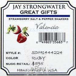 Jay Strongwater Strawberry Salt Pepper Shakers Valenca Swarovski New Orignl Box