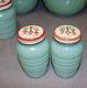 Jadeite Anchor Hocking Fire King Beehive Salt And Pepper Shakers Rare With Lids