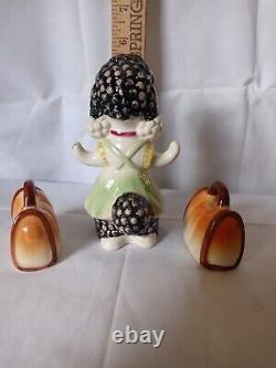 Japan, Dressed Poodle Carrying Luggage, Out For The Weekend Salt Pepper Set Rare