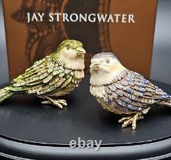 Jay Strongwater Jeweled Birds Salt & Pepper Shaker Set NEW BOXED