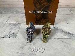 Jay Strongwater Signed Jeweled Pair of Songbird Bird Salt and Pepper Shakers