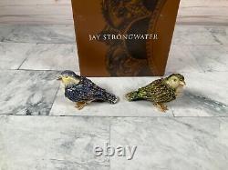 Jay Strongwater Signed Jeweled Pair of Songbird Bird Salt and Pepper Shakers