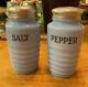Jeannette Blue Delphite Ribbed Beehive Salt Pepper Shakers Vintage 1940s