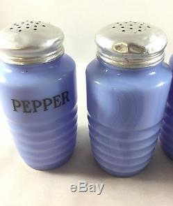 Jeannette Depression Glass DELPHITE BLUE SALT PEPPER SUGAR FLOUR RANGE SHAKERS