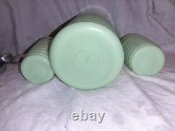 Jeannette Jadeite Horizontal Ribbed Coffee Container salt pepper shakers glass