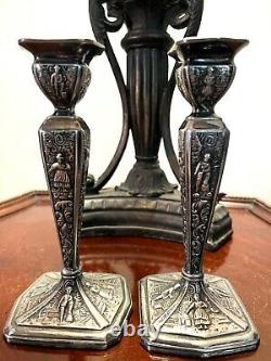 Jennings Brothers Silver Plated Holland Candle Holders and Salt/Pepper Shakers