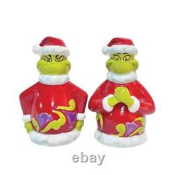 Jim Shore Grinch Set-Salt & Pepper Shakers/Cookie Platter/Napkin Holder-NIB