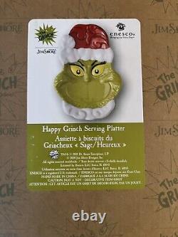 Jim Shore Grinch Set-Salt & Pepper Shakers/Cookie Platter/Napkin Holder-NIB