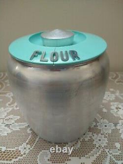 KROMEX Aqua Turquoise Sugar Flour Coffee Tea Canister Set + Salt Pepper Shakers