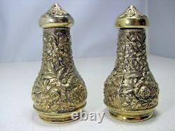 Kirk Gold Wash Sterling Silver Repousse Chased Salt and Pepper Shakers