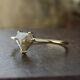 Kite Cut Salt & Pepper Diamond Ring Solid 14K Yellow Gold Solitaire Wedding Ring